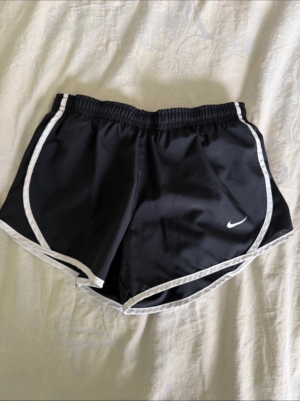 Nike Girls Black Athletic Running Shorts with White Trim size S